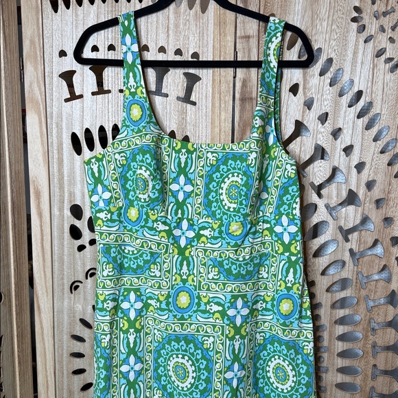 Anthropologie Green and Yellow Patterned Dress - Picture 2 of 8
